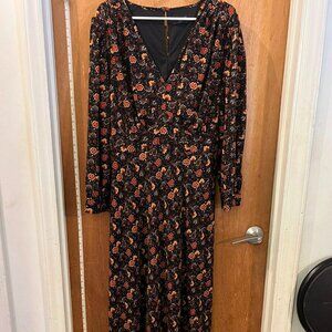 Size 24 - Lane Bryant - Black and Fall Toned Long Sleeve Dress